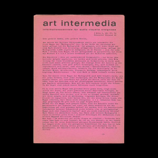 BEUYS, Joseph, BREHMER, K. P. et al. Marksgrafik. Cologne: Art Intermedia, 1972.