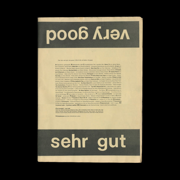 KIPPENBERGER, Martin. Sehr Gut / Very Good. [Berlin]: [self-published], [1979].